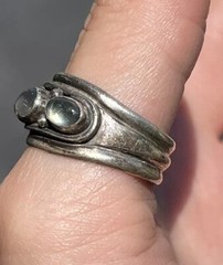 Vintage 3 Stone Triple Moonstone Oval Sterling Silver 925 Sz 9.75 Ring