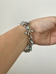 Sparkly Light Blue Aurora Borealis Rhinestones Vintage Filigree 50-60s Bracelet