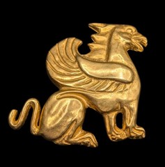 Vtg MMA Signed Metropolitan Museum Of Art Griffin Gold Tone Brooch Pin Pendant