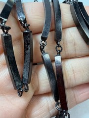 Vintage Necklace Les Bernard Bar Link Black Gray Metal Signed 36 in H1