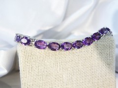 Vintage Sterling Silver 925 Heated African Amethyst Tennis Bracelet 7.5″