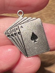 Vintage Sterling Silver 925 Wells Charm Royal Flush Playing Cards Spades Charm