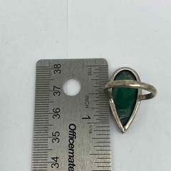 Sterling Silver 925 Malachite and Red Stone Ring Set Size 8 Vintage Style