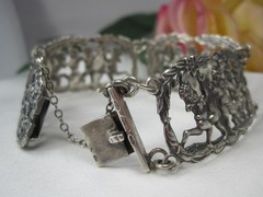 Vintage European Sterling Silver Story-Telling Panel Bracelet
