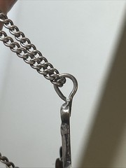 55. Old Rare 925 Sterling Cross Pendant Curb link Chain Necklace 24″, 28.2g