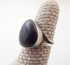 Vintage Black Onyx Sterling Silver Band Ring Sz 6