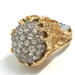 Antique Cluster 14k Yellow White Gold Cocktail Pave 2.70Ct Diamond Ring Estate