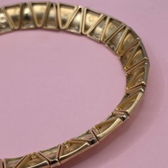 Vintage Brushed Goldtone Choker Statement Architectural structural link 80s 90s