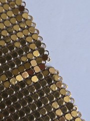 Vtg 1970’s 80s Gold Tone Mesh Cowl Bib Necklace Small