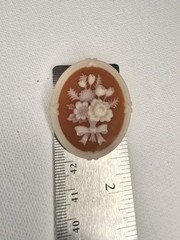 Avon Floral Vintage 1980s Resin Cameo Brooch, Orange And Ivory