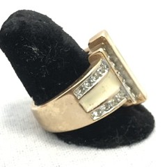 Vintage Signed 18K HGE Gold Plated Cream Enamel Rhinestone Ring varied sizes