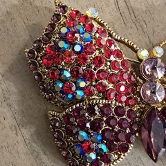 Vintage Rhinestone Butterfly Brooch