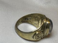 Vintage 925 Nepal Sterling Silver Blue Kyanite Moonstone Spiral Ring Sz 7