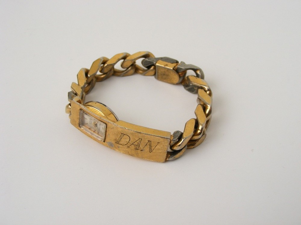 Vintage 1960s ID BRACELET w/ Belfont Watch Combo ~ Works! ~ Swank?