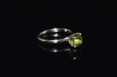 Certified Natural 1.7Cts Green Tourmaline Solid Platinum Solitaire Stacking Ring