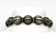 Vintage Italy 925 Sterling Silver Orb Bracelet Earrings Set Ribbed Modernist 30g