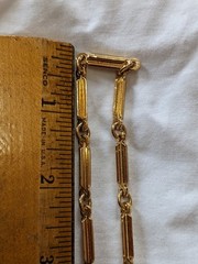 Signed Monet Bar Panel Link Chain Necklace Gold Plated Retro 70s Ex Long 36 In
