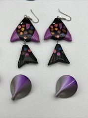 1980s-1990s Vintage Earrings Lot of 12 Pair Fashion Costume Jewelry Wood Beaded
