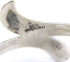 Vintage Siam Sterling Silver 925 Niello Goddess Hinged Bangle Bracelet