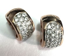 Vintage PAJ CZ China Rose Gold Tone Pave CZ Huggie Hoop Earrings