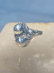 Balls ring size 5.50 floral pinky bubble band Art Deco sterling silver women gi