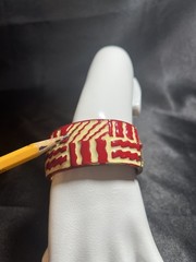 Vintage Lanvin Paris Couture Runway Red, Cream and Gold Enamel Bracelet-RARE!