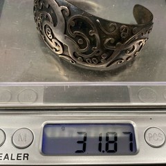 Vintage Abstract Sterling Silver Cuff Bracelet 6-3/4″