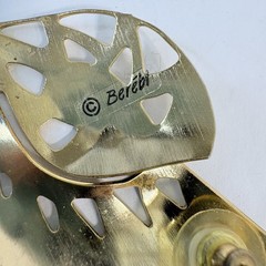 Vintage 80s Edgar Berebi Earrings Goldtone Brown Enamel Shell Statement 2 1/2″