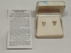 Vintage NEW Jewelry By Coleman USA Black Hills Gold Butterfly Earrings w/ COA