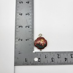 Lovely vintage enamel butterfly lotus pendant double sided elegant