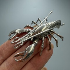 Vintage Italian 800 Silver Lobster Figurine Miniature Collectible Statue
