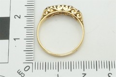 PRETTY ANTIQUE ENGLISH 18K GOLD DIAMOND & NATURAL SAPPHIRE 7 STONE RING c1900