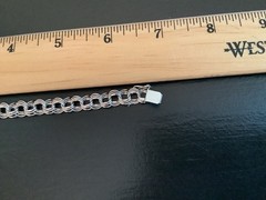 Vintage American STERLING SILVER 7″ Charm BRACELET Triple Link Chain 1960s 925