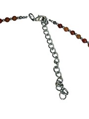 Red Stone Silver Tone Heart Necklace Earring Set Gothic Artsy Style