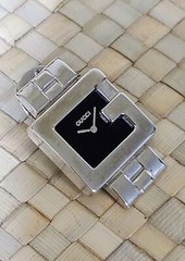 Vtg 1990s GUCCI Lapel Pin Brooch Stainless Steel ~ 3600 Watch Logo NEW OLD STOCK