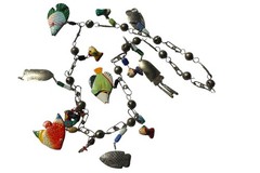 Vintage Mexican Wedding Necklace Fish Charm 32in Unique Ethnic Figural