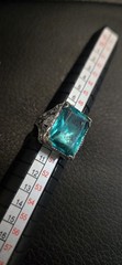 Antique NEMCO 1920s Art Deco Ring Filigree Silver Plate Glass-Topaz Emerald Cut