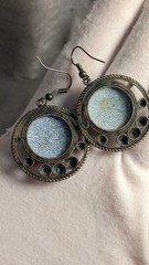 Vintage Soviet Earrings with Hand-Painted Finift Enamel in Filigree Setting