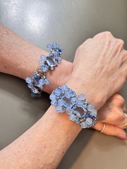 Vintage Verified JULIANA Bracelets, Brooch & Earring Set, Blue Octagon & Beads