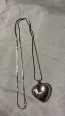 Vintage 925 Sterling Silver Engraved Puffy Heart Necklace 20” Woman’s Jewelry