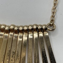 Brutalist Modernist Textured Fringe 16” Collar Geometric Gold Necklace (G1)