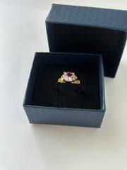 Vintage Pink Cubic Zirconia Ring Gold Plated Womens Size 6.5