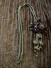 Vintage 1950-1970 Purple Rhinestone costume Jewelry Necklace 14”
