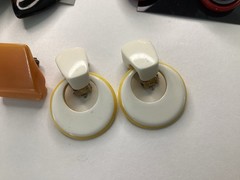 Vintage Large 1980s 1990s Statement Bold Heavy Earrings Clip-on Lot Bakelite