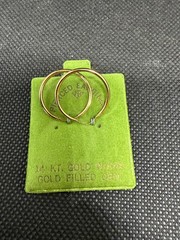 Vintage Solid 14kt Gold Earwire Gold Filled Hoop Earrings 0.8g NOS