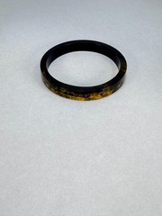 Vintage Black Amber Marbled Resin / Acrylic Bangle Bracelet Retro Minimalist