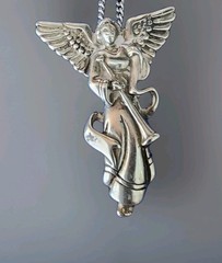 VINTAGE 925 STERLING SILV ANGEL(Gabriel) Pin/Brooch/Pendant, & Chain (NECKLACE)