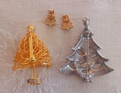 Estate Christmas Tree Brooches ~ TRIFARI CROWN ~ART ARTHUR ~GERRYS AVON ~ WIRE +
