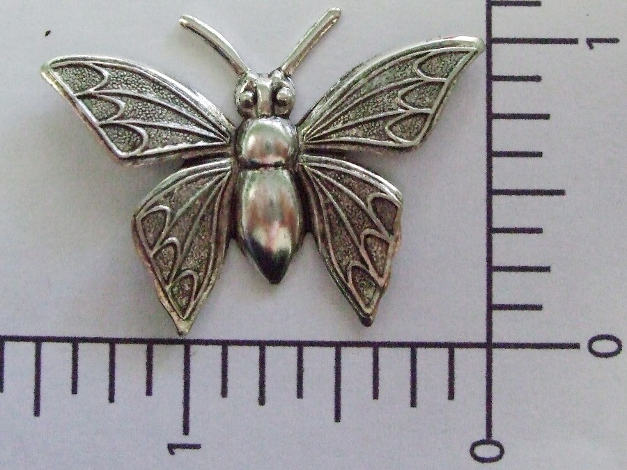 34984 2 Pc Matte Silver Oxidized Butterfly Brass Jewelry Finding