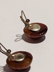 Beautiful Vintage Sunset Shade Glass Dome Clip On Earrings. MCM Style. 1″.